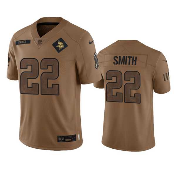 Mens Minnesota Vikings #22 Harrison Smith 2023 Brown Salute To Service Limited Football Stitched Jersey Dyin